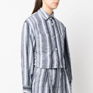 IRO embroidered-stripe cropped shirt jacket SIZE 34/xsmall